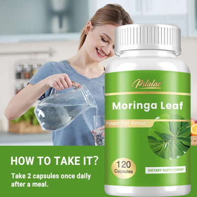 Moringa Leaf Capsules - Immune System & Energy Booster, Metabolism Booster, Antioxidant - 120 Capsules