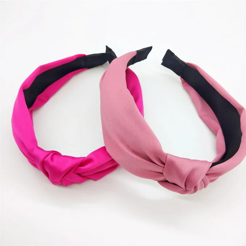 Fashion Top Knot Satin Headbands Wide Fabric Makeup Hairbands for Women Girls Ladies Washing Hair Hoops Bezel Hair Accessories