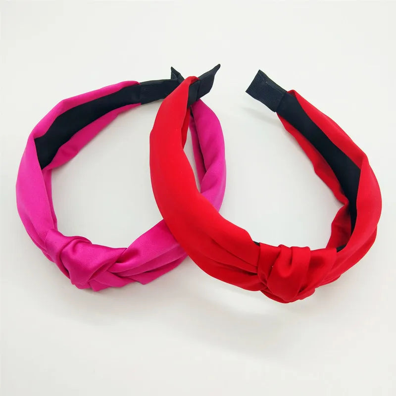Fashion Top Knot Satin Headbands Wide Fabric Makeup Hairbands for Women Girls Ladies Washing Hair Hoops Bezel Hair Accessories