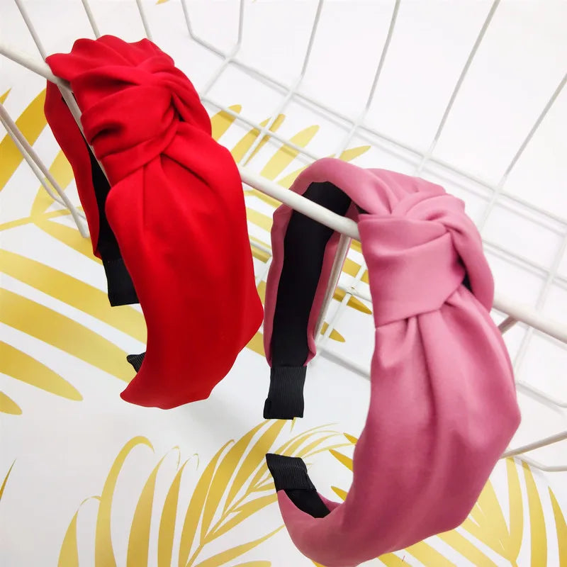 Fashion Top Knot Satin Headbands Wide Fabric Makeup Hairbands for Women Girls Ladies Washing Hair Hoops Bezel Hair Accessories