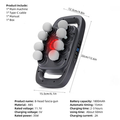 8-Head Fascia Gun High-Frequency Vibration Body Massage Gun Back and Waist Massager Massager Neck Shoulder Massager masajeador