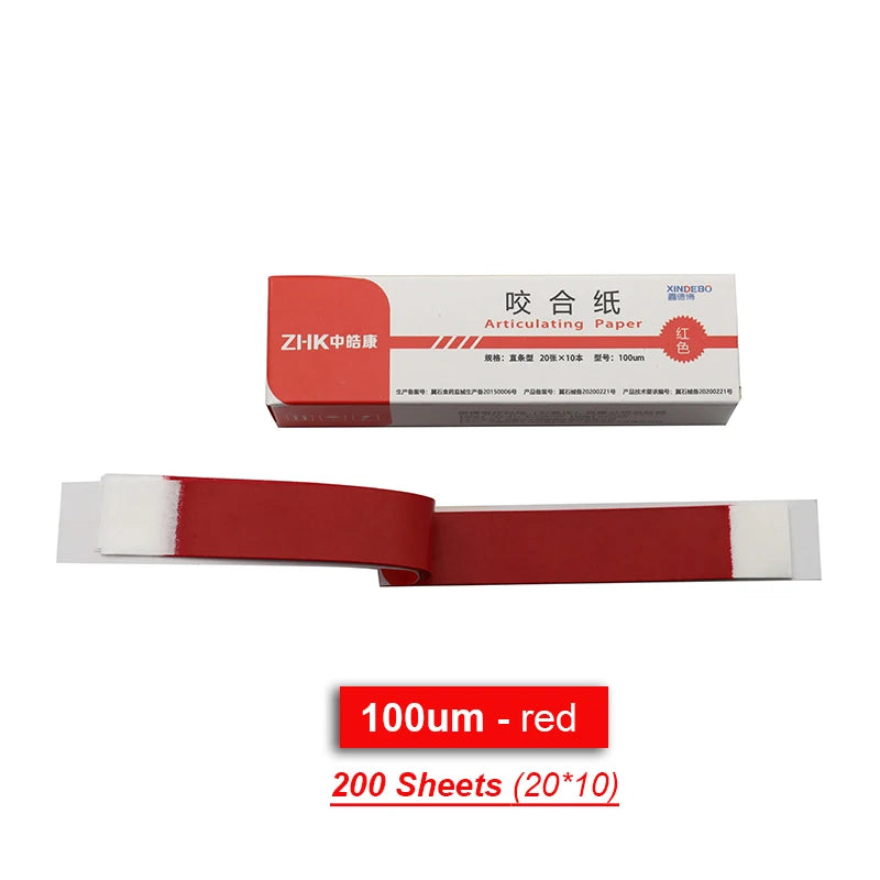 30/100µm Dental Lab Articulating Paper 200/400 Sheets Occlusion Paper Strip Blue Red Teeth Whitening Dentist Oral Occlusal Tool