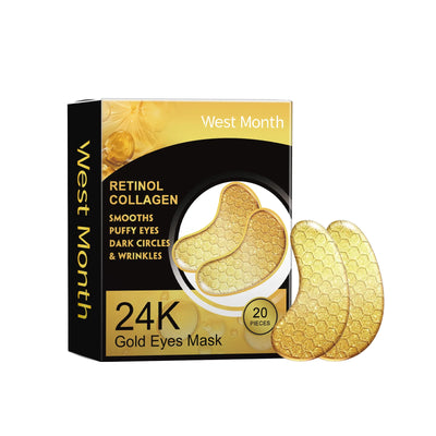 24k Gold Eye Patches Fade Fine Line Eye Bags Anti-Puffiness Dark Circle Remover Moisturize Nourish Retinol Collagen Lifting Mask