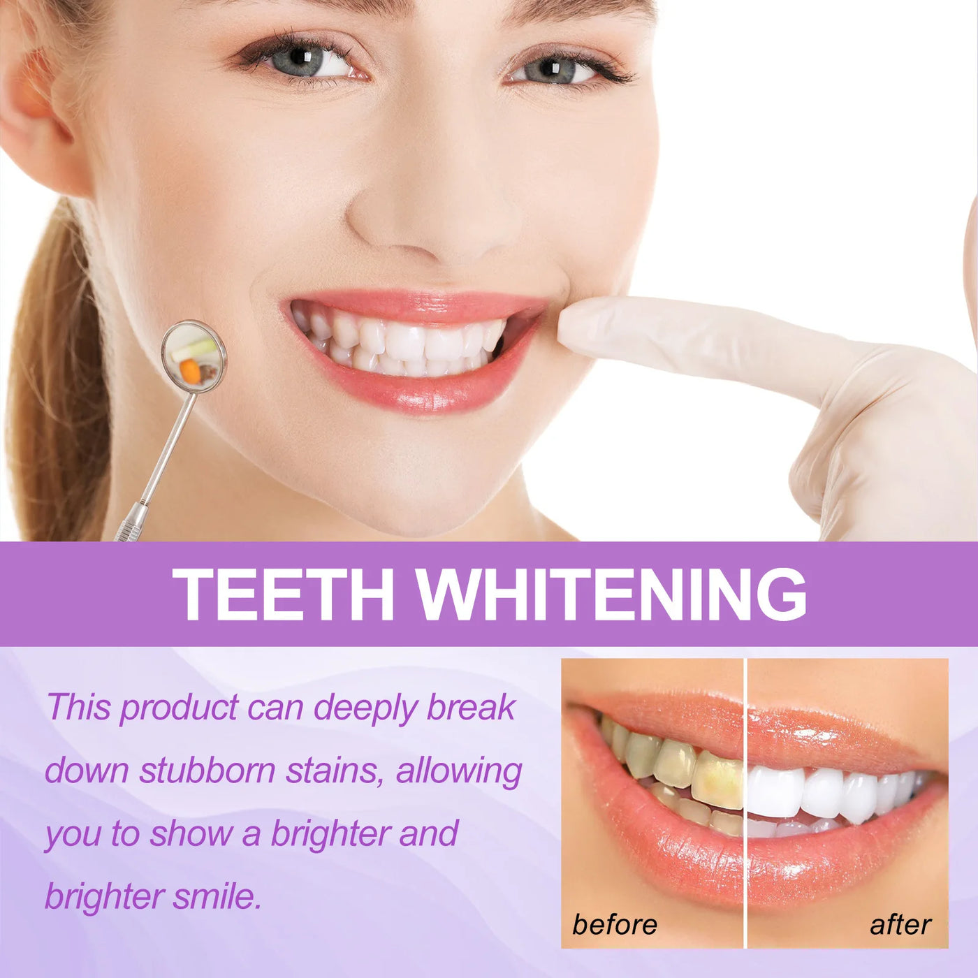 Purple Whitening Teeth Stickers 14 Pairs Gel Whitening Strips Stain Removal Oral Hygiene Care Strip Dental Bleaching Tools Teeth
