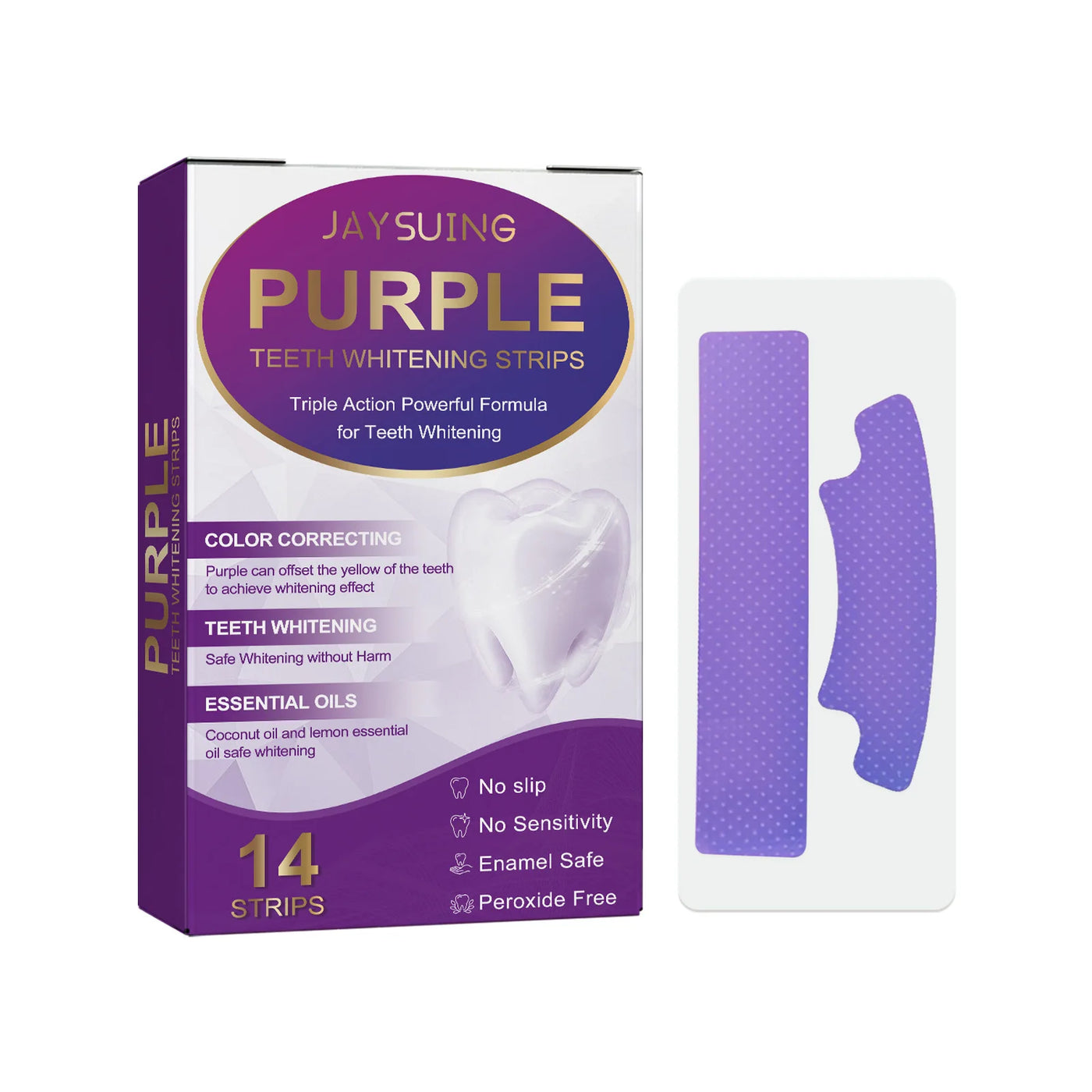 Purple Whitening Teeth Stickers 14 Pairs Gel Whitening Strips Stain Removal Oral Hygiene Care Strip Dental Bleaching Tools Teeth