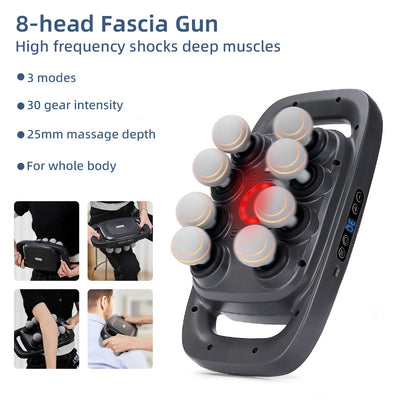 8-Head Fascia Gun High-Frequency Vibration Body Massage Gun Back and Waist Massager Massager Neck Shoulder Massager masajeador