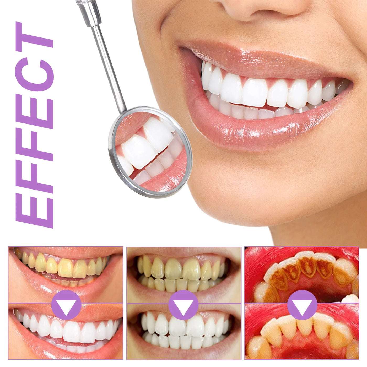Purple Whitening Teeth Stickers 14 Pairs Gel Whitening Strips Stain Removal Oral Hygiene Care Strip Dental Bleaching Tools Teeth