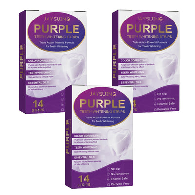 Purple Whitening Teeth Stickers 14 Pairs Gel Whitening Strips Stain Removal Oral Hygiene Care Strip Dental Bleaching Tools Teeth