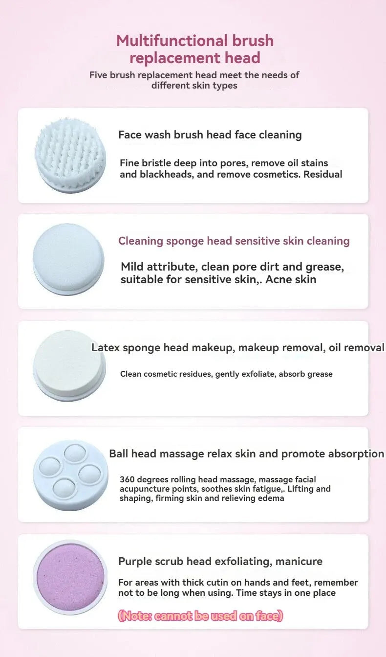 5 In 1 Beauty Massager, Facial Cleansing Brush, Deep Cleansing.Massage Skin, Gentle And Effective Skin Care