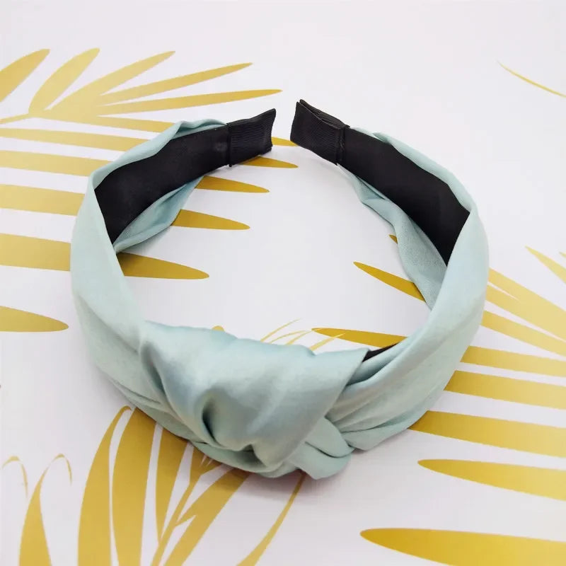 Fashion Top Knot Satin Headbands Wide Fabric Makeup Hairbands for Women Girls Ladies Washing Hair Hoops Bezel Hair Accessories