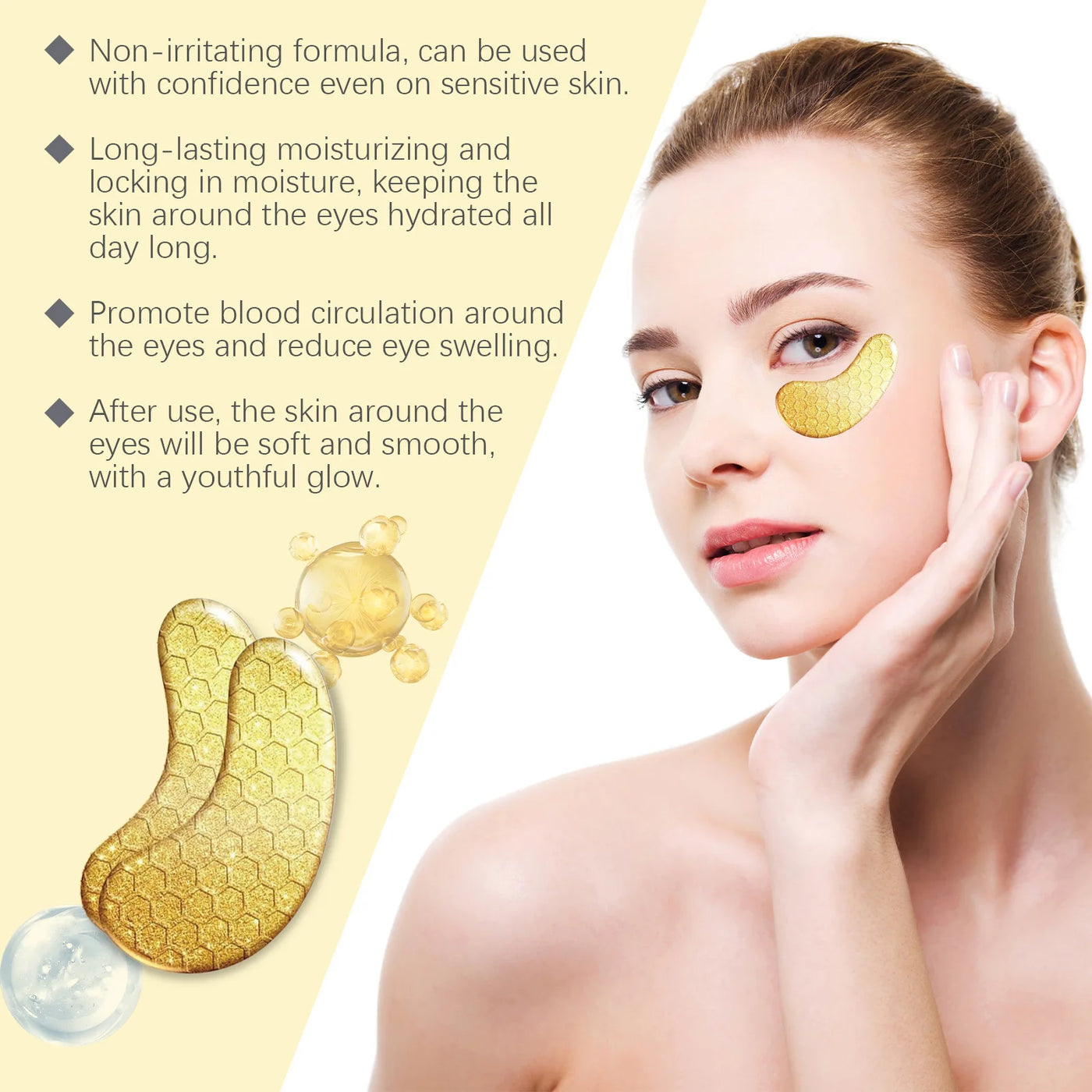 24k Gold Eye Patches Fade Fine Line Eye Bags Anti-Puffiness Dark Circle Remover Moisturize Nourish Retinol Collagen Lifting Mask