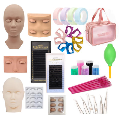 Eyelash Extension Set Mannequin Head Lash Brush Tweezer Glue Eye Pad Eyelash Extension Training Kit Lash Accessories Makeup Tool