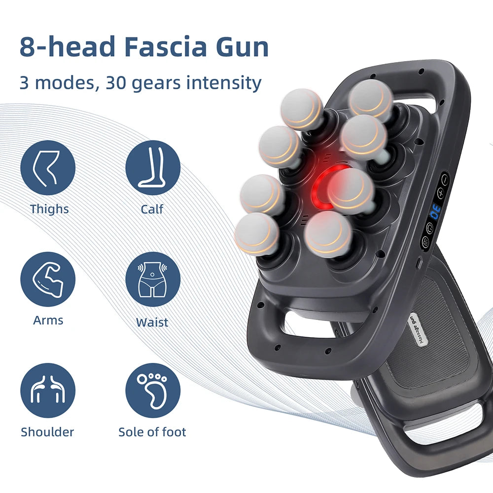 8-Head Fascia Gun High-Frequency Vibration Body Massage Gun Back and Waist Massager Massager Neck Shoulder Massager masajeador