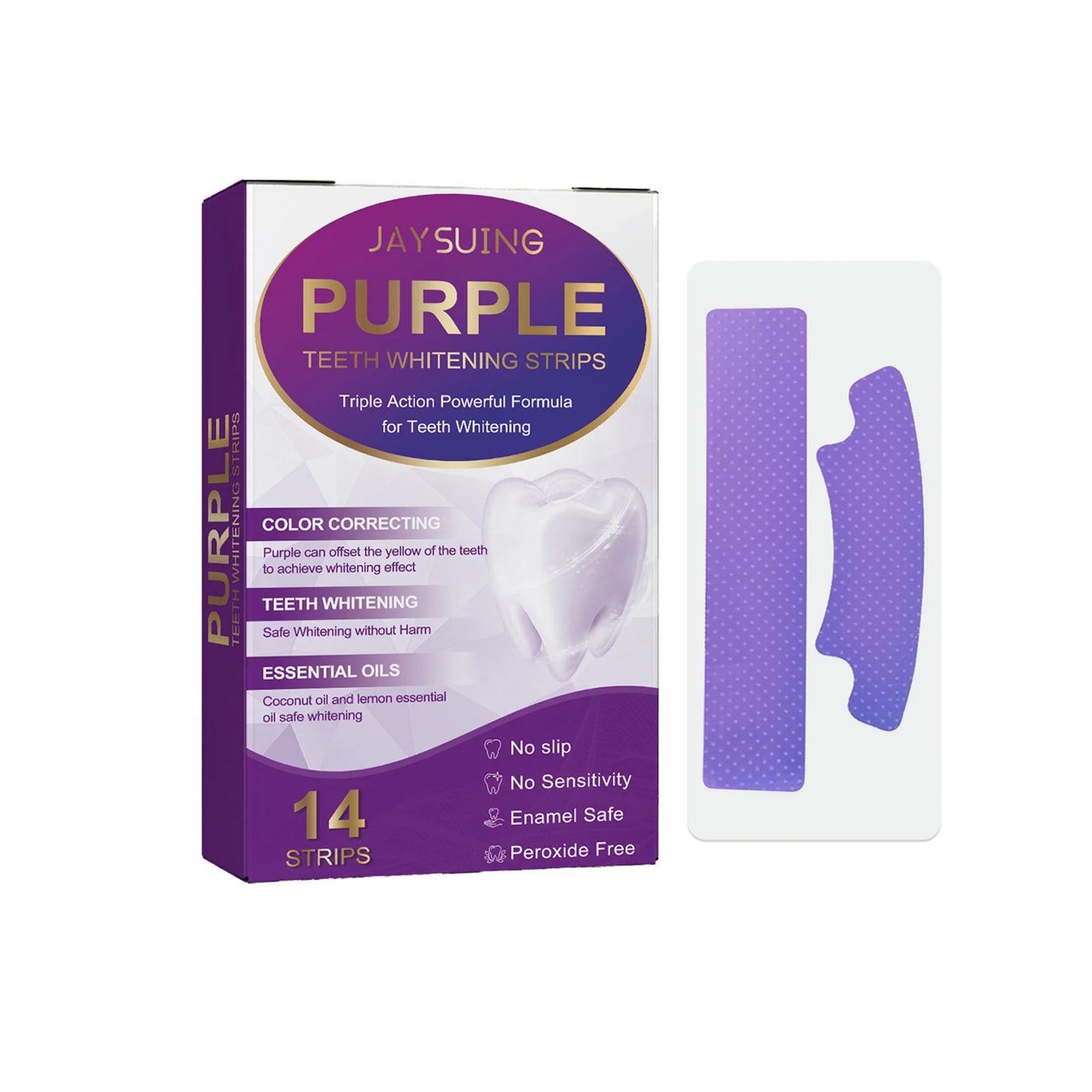 Purple Whitening Teeth Stickers 14 Pairs Gel Whitening Strips Stain Removal Oral Hygiene Care Strip Dental Bleaching Tools Teeth