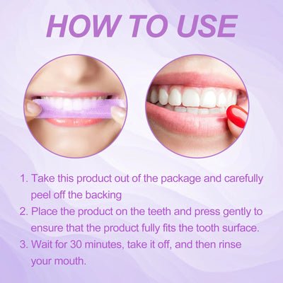 Purple Whitening Teeth Stickers 14 Pairs Gel Whitening Strips Stain Removal Oral Hygiene Care Strip Dental Bleaching Tools Teeth