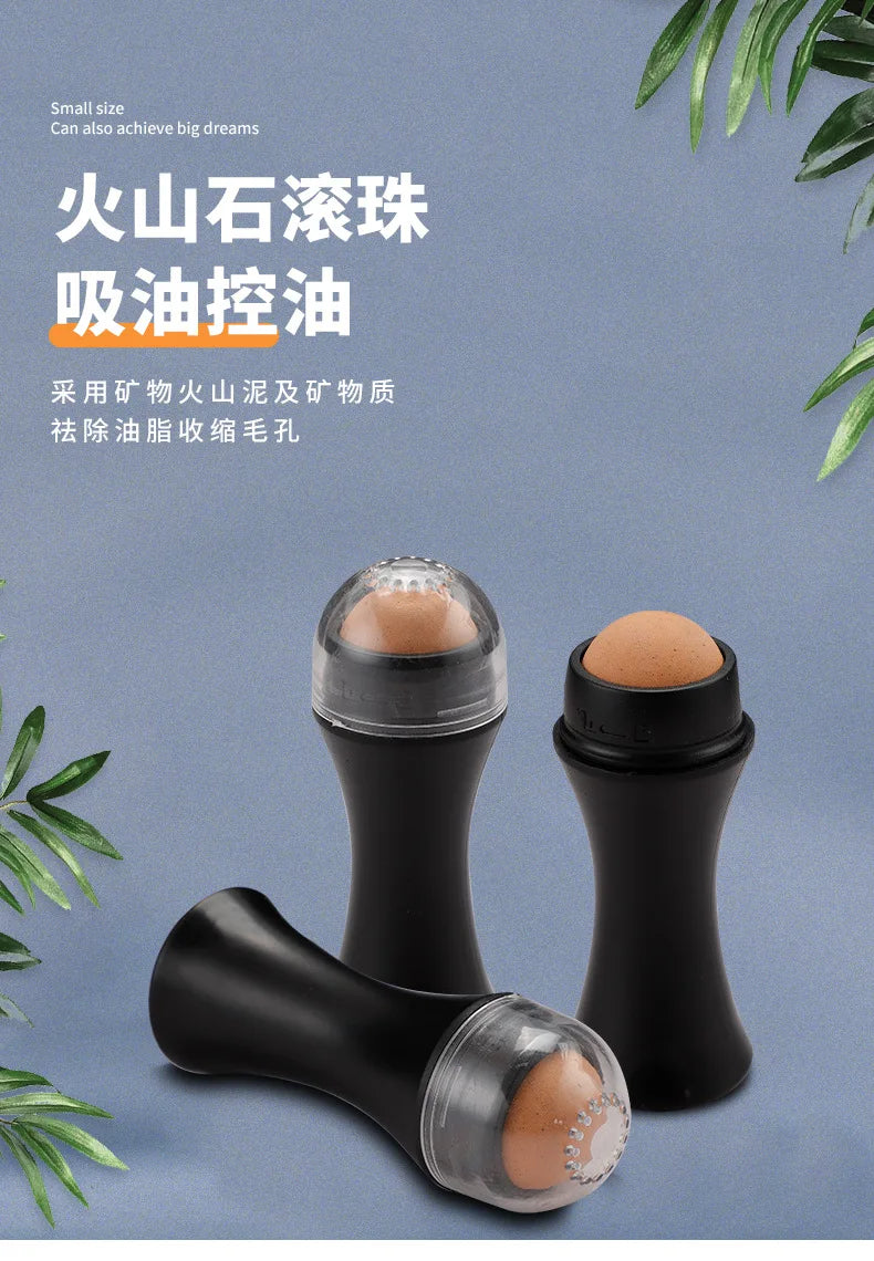 Face Oil Absorbing Roller Natural Volcanic Stone Facial Pore Cleaning Oil Removing Massage Body Stick Makeup Face Skin Care Tool